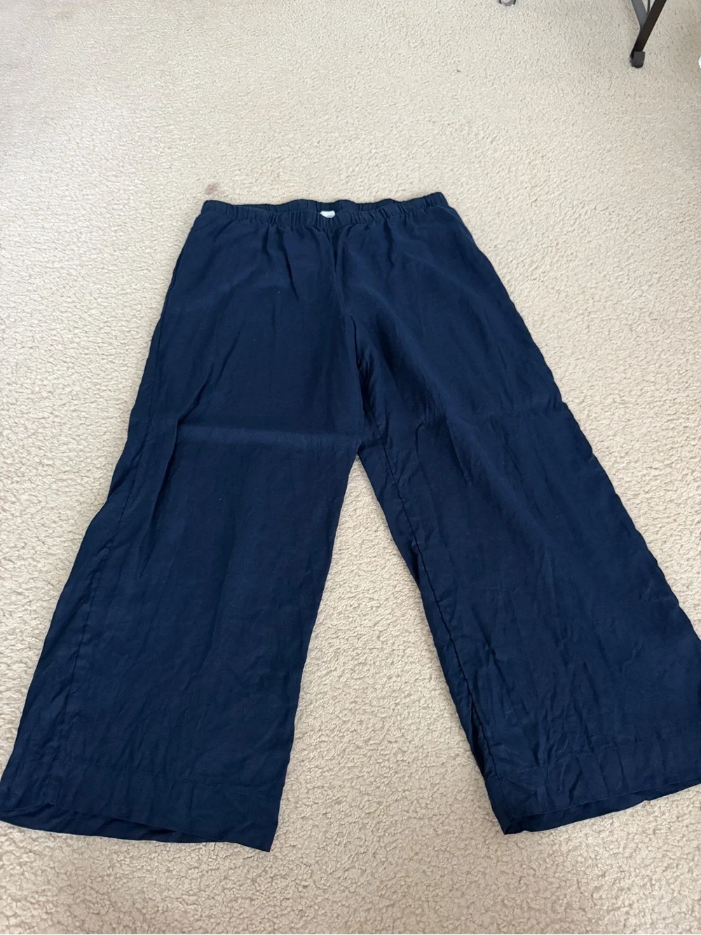 Navy Wide-Leg Linen Pants